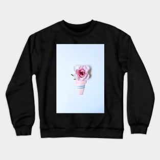 Printed Paper Quilling Art. Paper Rose Pot. Botanical art Crewneck Sweatshirt